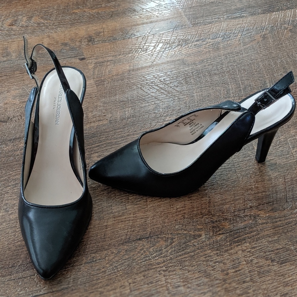 Charles Jourdan Slingback Black Heels